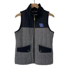 Kentucky Wildcats Vest Womens S Full Zip Black Gray Quilted Herringbone Preppy